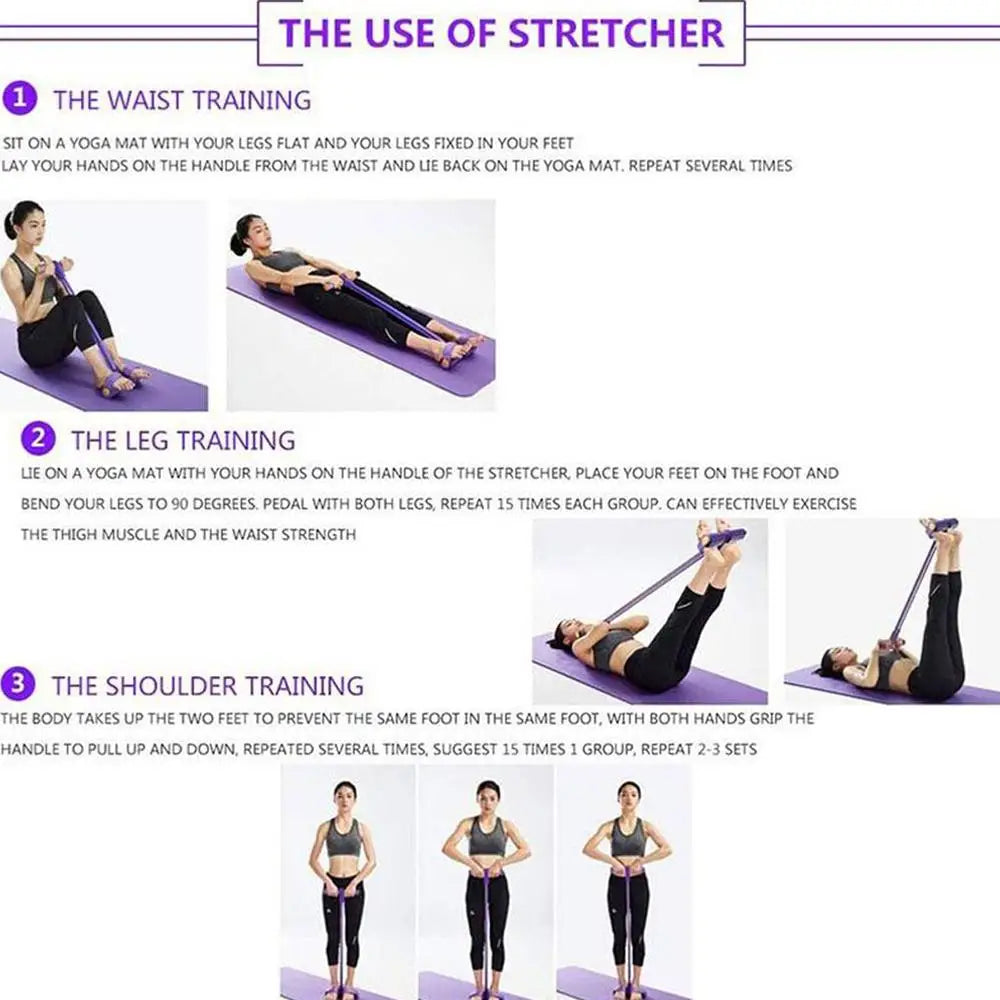 Fitness Resistance Bands-4 Tube Pedal Ankle Puller - Sit Up Leg Stretch Rope Exercise Bands , Stretching Workout Fitness Bands