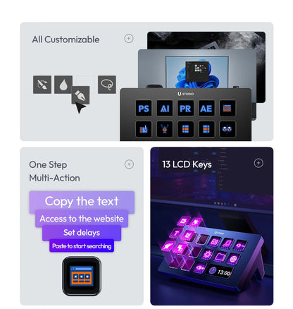 Ulanzi D200 Live Streaming Controller 13 LCD Keys for Vlog Content Creation Photo Video Editing Gaming Office Work