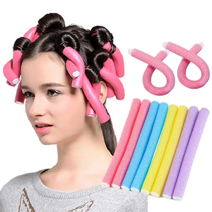 Бигуди 10pcs Heatless Hair Curler No Heat Hair Rollers Soft Curls Curling Rod Roller Sticks Foam Rods Hair Styling Tools 헤어롤