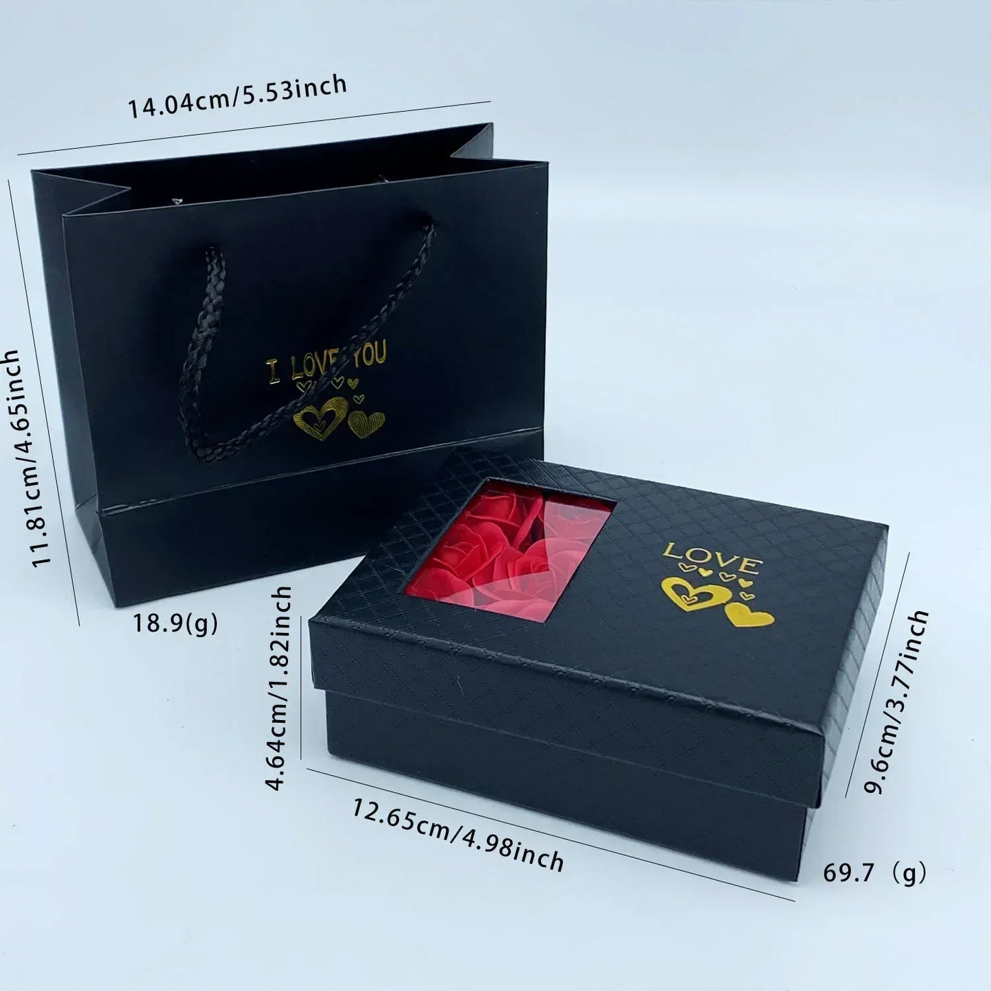 Valentine's Day Window Opening Jewelry Box Heart Four-leaf Clover Pendant Gift Packaging Box Bag Romantic 6 Rose Box