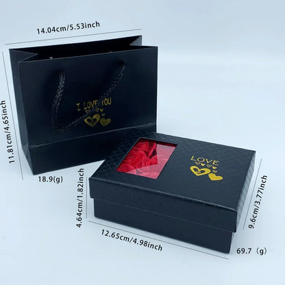 Valentine's Day Window Opening Jewelry Box Heart Four-leaf Clover Pendant Gift Packaging Box Bag Romantic 6 Rose Box