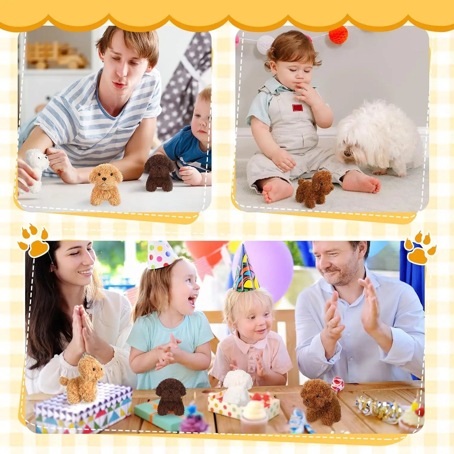 12-24PCS Teddy Dog Plush Toys Stuffed Puppy Dogs Soft Poodle Doll Animal Pet Toy for Adopt a Puppy Party Favors Birthday Gfits