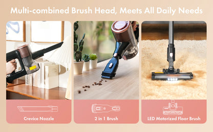 Homeika Cordless Vacuum Cleaner,28KPA 55mins Powerful Suction 8-in-1 LED Display,One-Click Dust Emptying for Pet Hair/Allergies