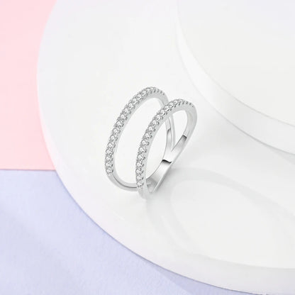 925 Sterling Silver Sparkling Zircon Ring - Classic Stackable Wedding Band for Women