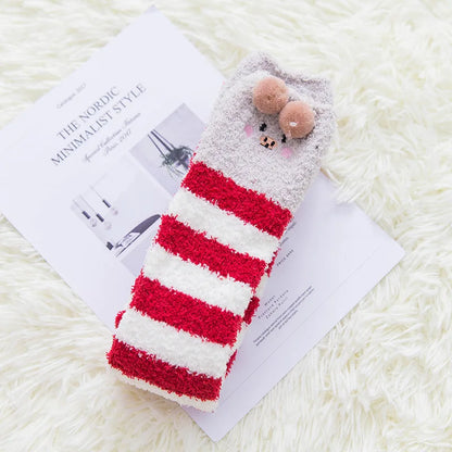 Japanische Mori-Mädchen-Tier-Kniestrümpfe, gestreift, niedlich, Kompression, Herbst/Winter, warm, kuschelig, lange Oberschenkelstrümpfe