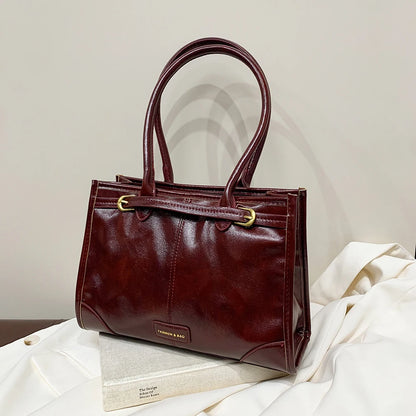 Luxury Handbag Designer Tote Bag for Women PU Leather Shoulder Bag Trendy Red Tote Bags Clutch Handbag for Work Commuter Bag