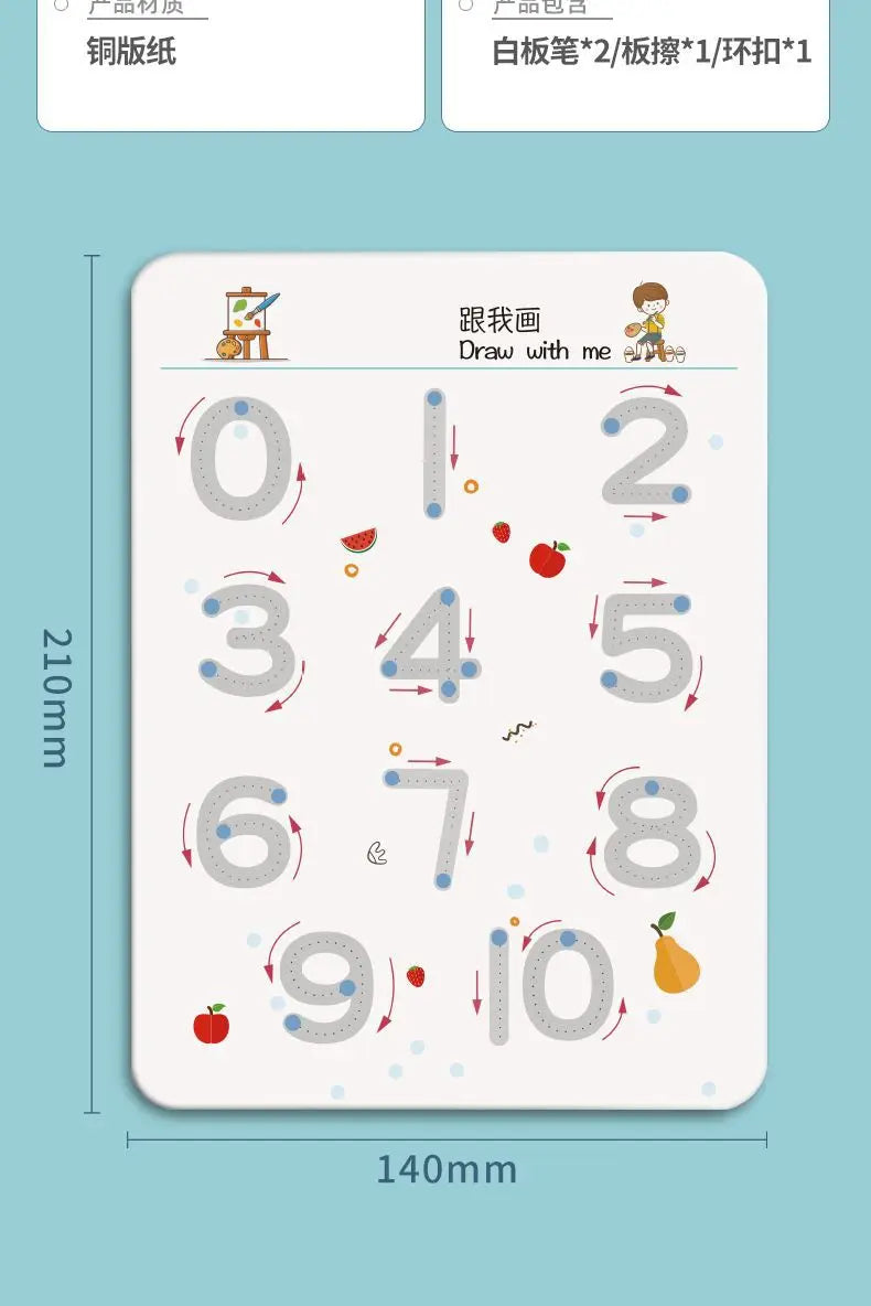 Magical Montessori Tracing Workbook Reusable Pen Control and Tracing Book for Kids Calligraphy and Drawing Educational Toys