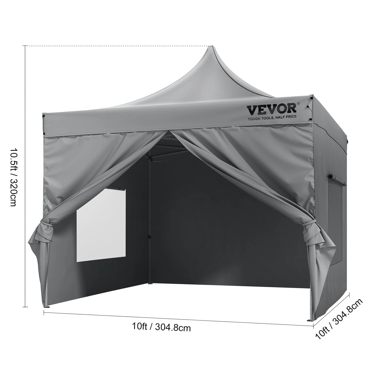 VEVOR 10x10 FT Pop up Canopy with Removable Sidewalls Portable Gazebo & Wheeled Bag  UV Resistant Waterproof Tent for Patio