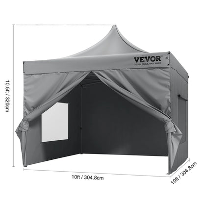 VEVOR 10x10 FT Pop up Canopy with Removable Sidewalls Portable Gazebo & Wheeled Bag  UV Resistant Waterproof Tent for Patio