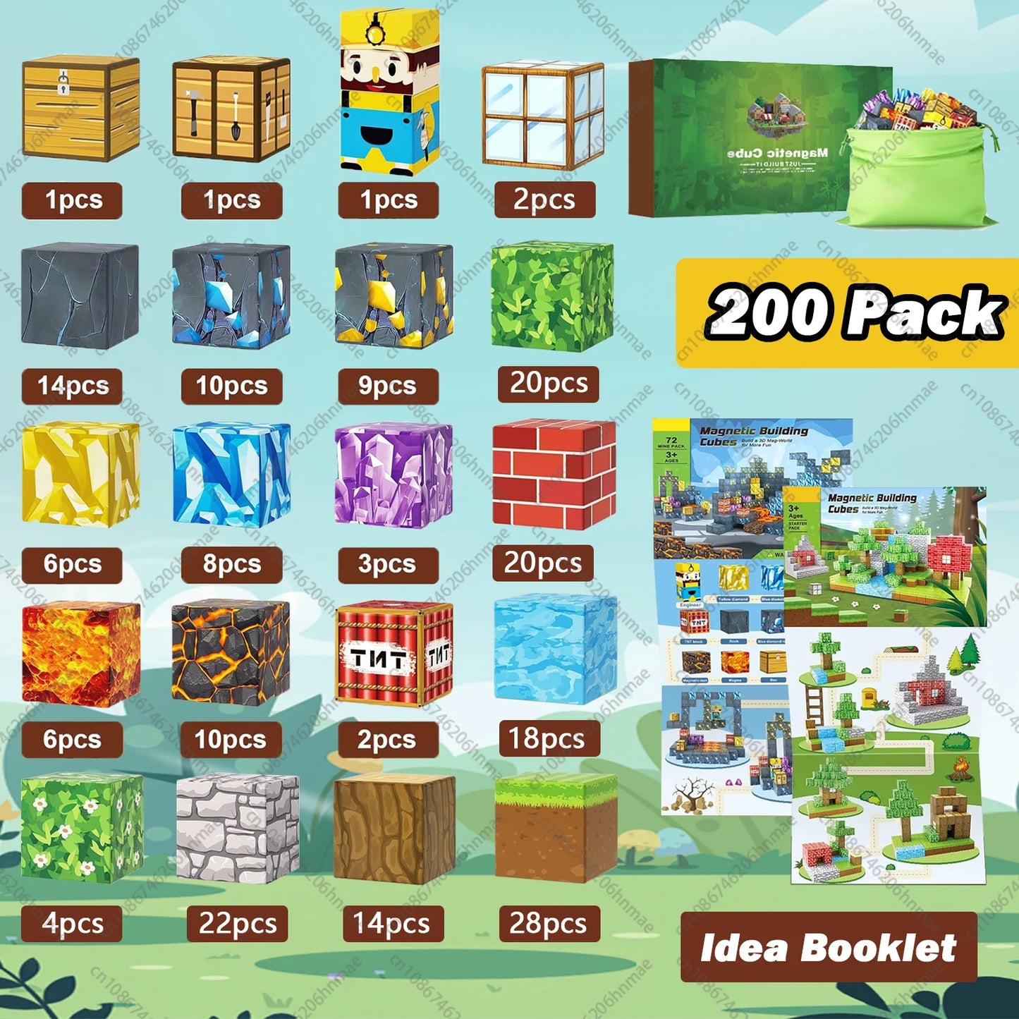 Magnetic Building Blocks Mine World Magnet Cube Set STEM Montessori Sensory Toy for Kids Boys Girls Ages 3+ DIY Model Children