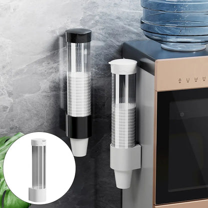 Dispenser Automatically Drop Cup Remover Wall Mount Pull Type Water Cooler Cup Holder With Flip Cap Household Accessories