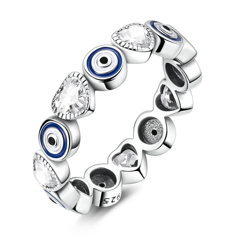 925 Sterling Silver Sparkling Zircon Ring - Classic Stackable Wedding Band for Women