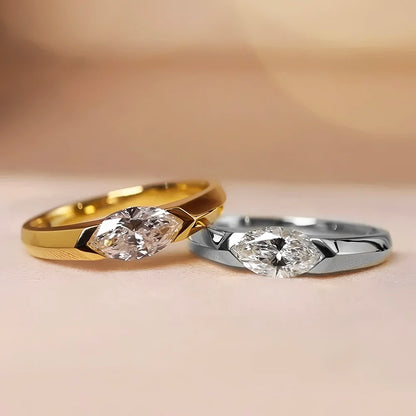 BXINY 1CT Marquise Cut Moissanite Ring S925 Silver Plate 18K Gold for Women Solitaire Diamond Wedding Band Gift Jewelry with GRA