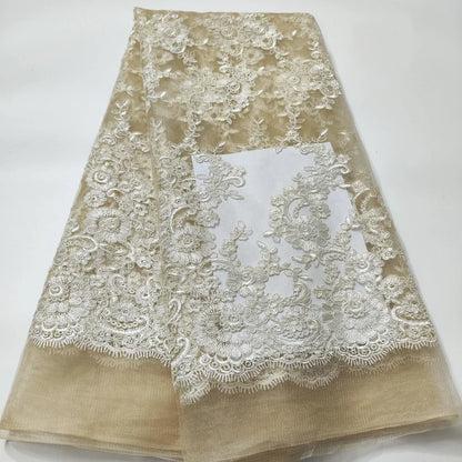 White African Lace Fabric 2025 Embroidered Nigerian Lace Fabric High Quality Cord lace French Tulle Fabric Wedding L-W006A