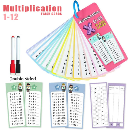 Wipeable Math Training Cards, Addition, Subtraction, Multiplication, Division, Kids Math Practice, Montessori Teaching Aid