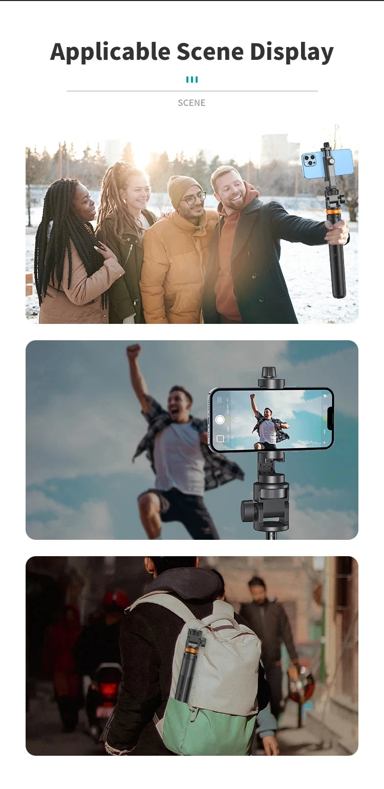 1.49M Wireless Selfie Stick Tripod Stand with Bluetooth Remote Extendable Tripod for iPhone Mobile Phone Tiktok Live Streaming