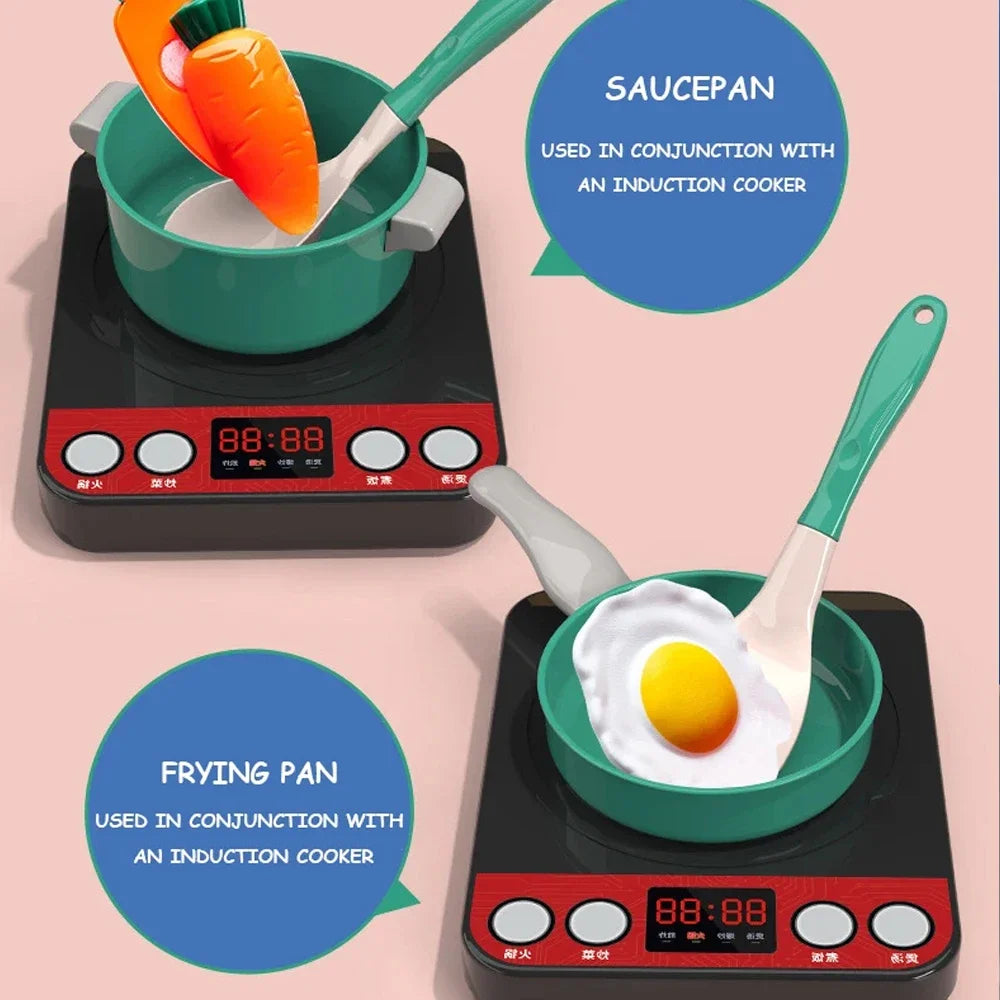 Kids Kitchen Toys Set 59/69 PCS Play Kitchen Accessories Kit with Play Pots Pans Pretend Food Cooking Toy Toddler Girls Boy Gift