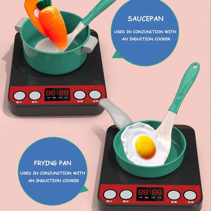 Kids Kitchen Toys Set 59/69 PCS Play Kitchen Accessories Kit with Play Pots Pans Pretend Food Cooking Toy Toddler Girls Boy Gift