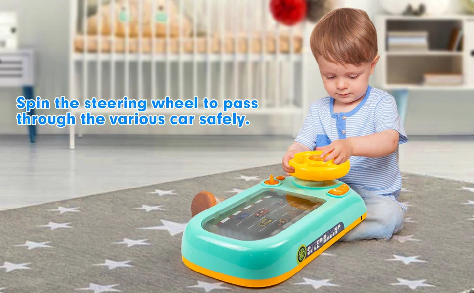 Musical Steering Wheel Baby Toddler Toys Boys, Simulated Driving Racing Car Game with Sound, Interactive Educational