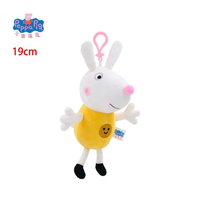 19CM Genuine Peppa Pig George Emily Candy Dennie Pedro Stuffed Plush Toys Keyring Animal Doll Pendant Children's Birthday Gifts