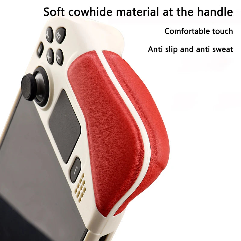 Full Protective Case for Steam Deck Cowhide wrap host Protective Soft Leather Grip Non-slip Cover hard shell bracket Accessories