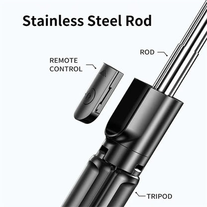 Wireless Bluetooth Selfie Stick Tripod Stand With Light Extendable For iPhone Mobile Phone Live Streaming Remote Control