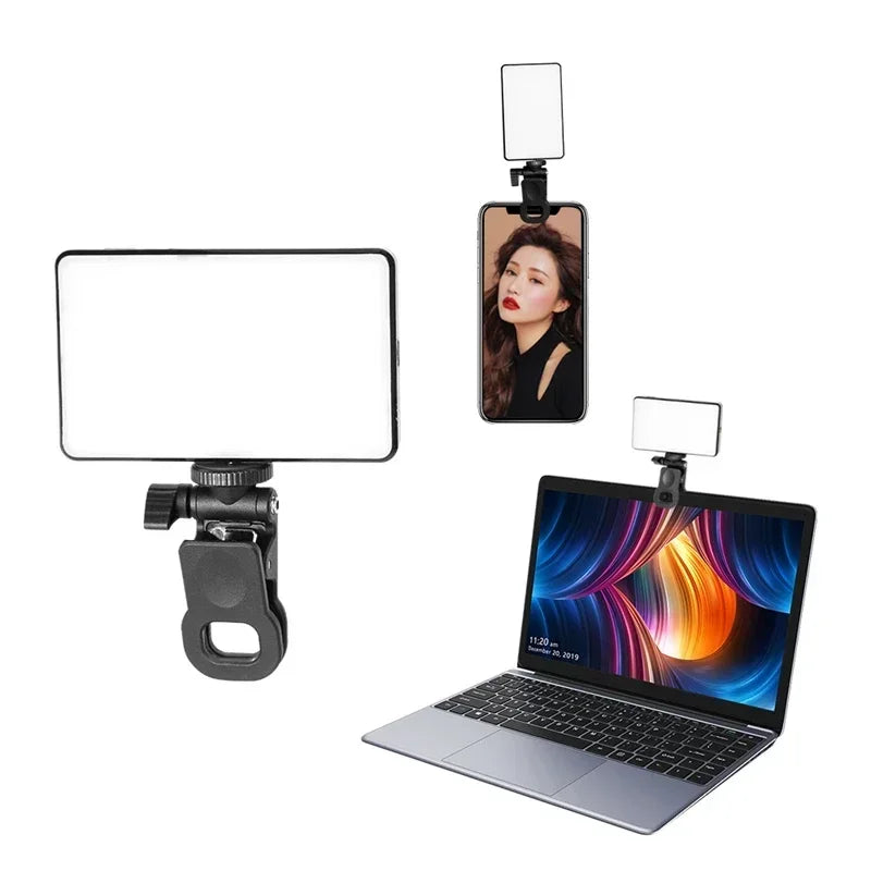 Pocket LED Selfie Light for IPhone Samsung IPad Mobile Phone Laptop Clip Ring Flash Fill Video Photo Ringlight Photography Lamp