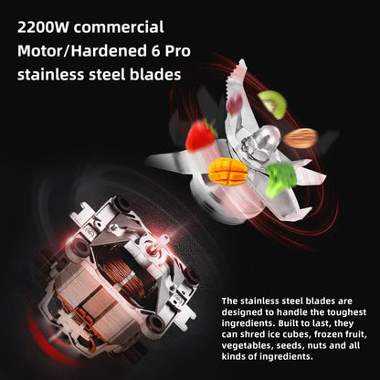 BioloMix Professional Blender Smoothie Mixer with 2L BPA Free Pitcher, Smart Timer And Pre-programed Peak 2200W Power Mixer