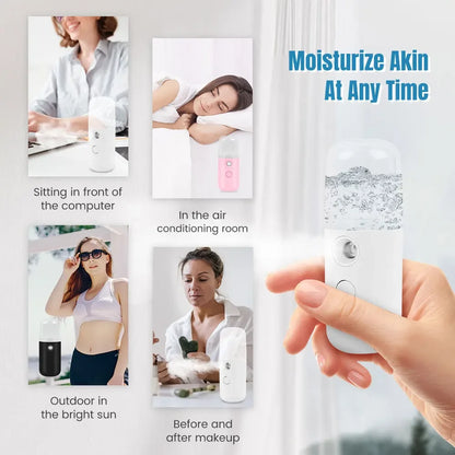 Mini Portable Humidifier Nano Mister Facial Steamer Device Beauty Spray Hydrating Apparatus Cold Spray Apparatus Rechargeable