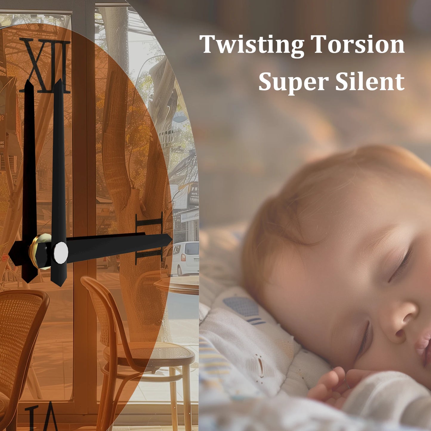 Long Oblong Brown Tinted Wall Clock with Silver Mirrored Modern Decorative Clock Roman Numerals for Living Room