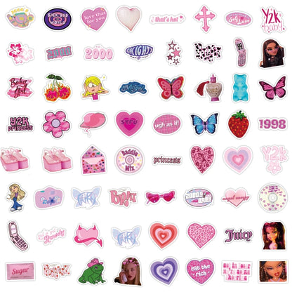 10/30/60Pcs Cute Pink Y2K Stickers For Suitcase Skateboard Laptop Luggage Phone Car Styling DIY Decal Pegatinas
