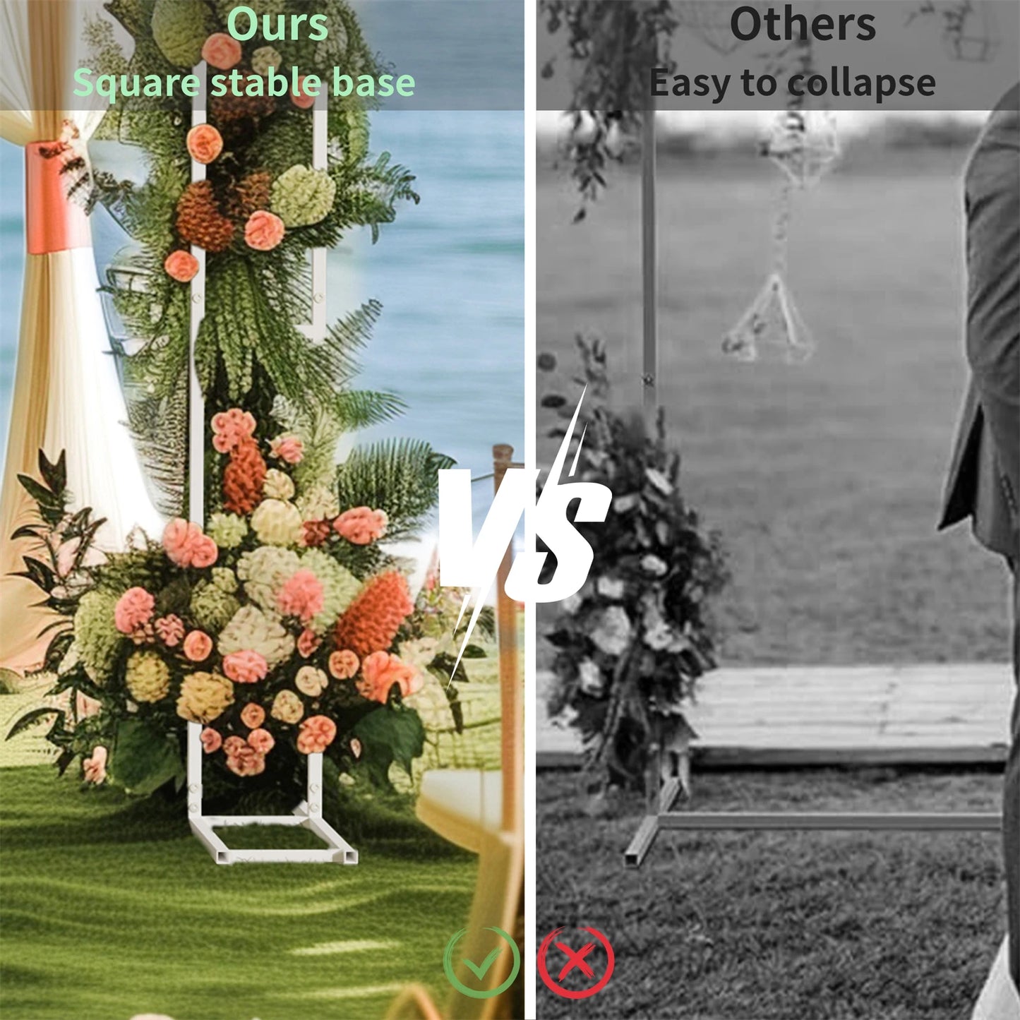 93 Inch Heavy Duty Wedding Arch Garden Plant Archway Backdrop Stand for Outdoor Party Ceremony