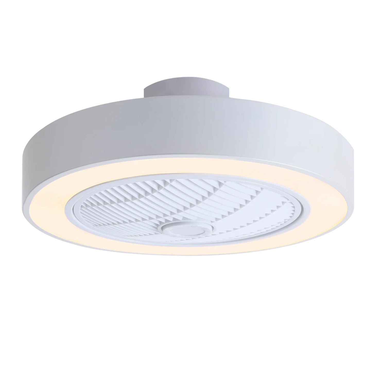 KOMORE Round Acrylic LED Ceiling Light Fan with Remote Control 3 Colour Temperature for Office, Living Room, Bedroom