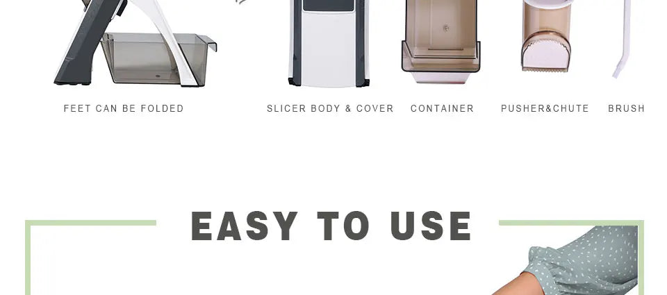 Mandoline Slicer for Kitchen, Kitchen Accessories, One for All Vegetable Slice, Food Chopper, Cutter, Dicer Fruit, French Fry, J