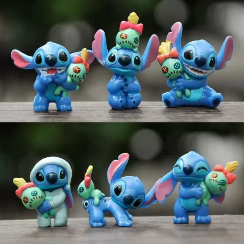 Disney 6-piece Lilo and Stitch cartoon character model series anime tabletop decorations Christmas gift