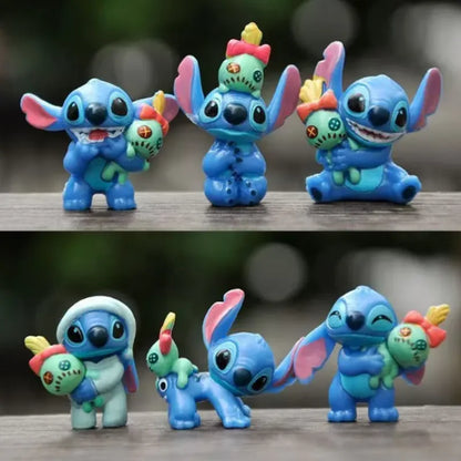 Disney 6-piece Lilo and Stitch cartoon character model series anime tabletop decorations Christmas gift