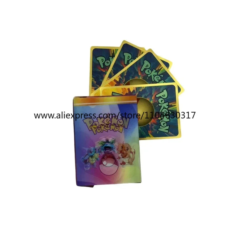 27pcs/50pcs Pokemon 3D Conversion Card English Version Vmax Charizard Pikachu Pikachu Rare Collection Trainer Colorful Card Box