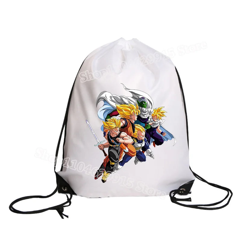 Dragon Ball Drawstring Bag Boys Goku Anime Figure String Pocket Swimming Pool Clothes Shoes Storage Waterproof Backpack Gifts