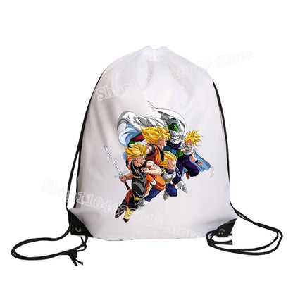 Dragon Ball Drawstring Bag Boys Goku Anime Figure String Pocket Swimming Pool Clothes Shoes Storage Waterproof Backpack Gifts