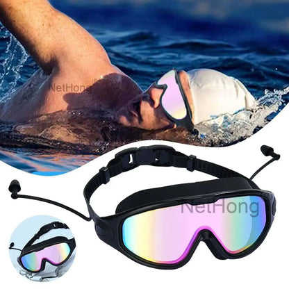Anti Fog Swimming Goggles UV Glasses Adjustable Earbuds Adult Eye Protect~