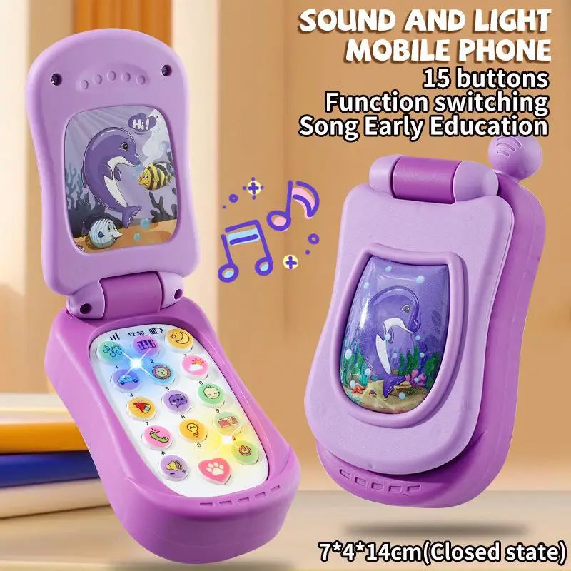 1pc NEW Cartoon Simulation Flip Phone Educational Music Phone Toy Toddler Education Early Voices Toys For Children's Day Gifts