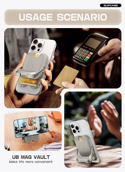 SUPCASE Magnetic Wallet Phone Stand Card Holder for iPhone 16/15/14/13 Series Strong Magnetic Lock Wallet with Stand