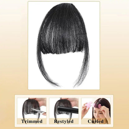 Women Clip-in Bangs Natural Wispy Forehead Hair Extensions Faux French Bangs Girls Straight Air Bangs Fringe Wig Hairpieces