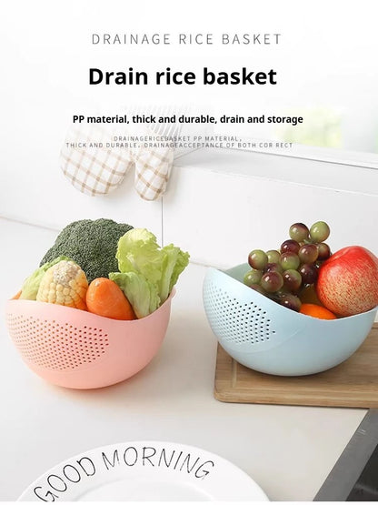 1pc - Plastic Drain Basket Filter, Rice Bowl, Drain Basket, Fruit Bowl, Laundry Basket, Handle, Home Kitchen Organizer