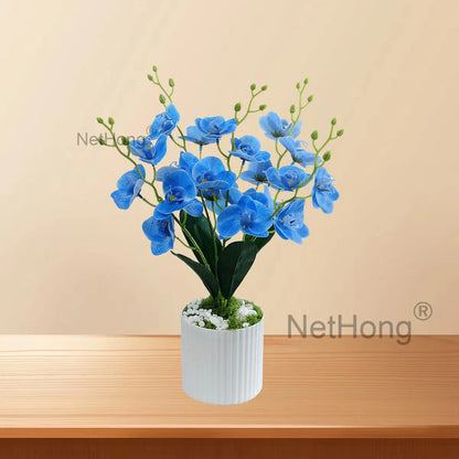 Artificial Flowers Potted 5-branched Phalaenopsis iron wire inside the branches