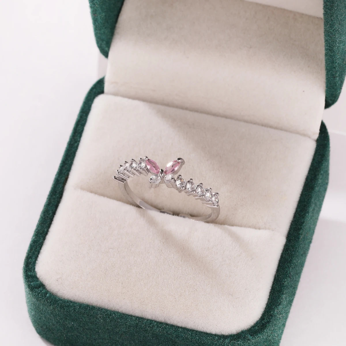 Pink Zircon Bow Heart Rings For Women Gold Plated 18K Plated Adjustable Heart Ring 2026 Trend Wedding Aesthetic Jewelry Gift