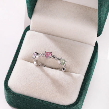 Pink Zircon Bow Heart Rings For Women Gold Plated 18K Plated Adjustable Heart Ring 2026 Trend Wedding Aesthetic Jewelry Gift