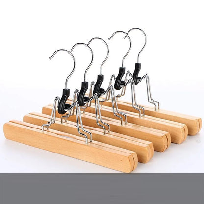 5/10PCS Pants Hanger,Wooden Skirts Clothes Hangers with 360° Swivel Hook for Closet Organizer,Non-slip Sturdy Jeans Trouser Rack