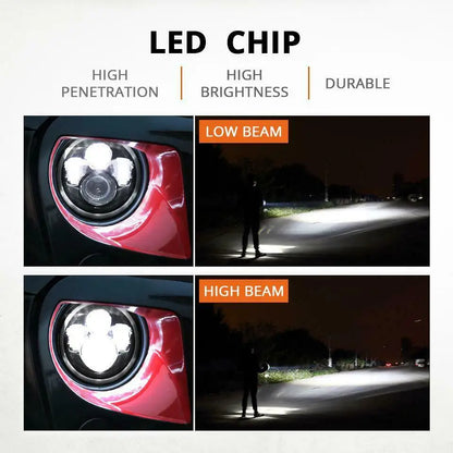 7 inch Moto LED Headlight For Harley Bike With 4-1/2"4.5" LED Passing Lamps Fog Lights 7"Bracket Mounting Ring Motorcycle