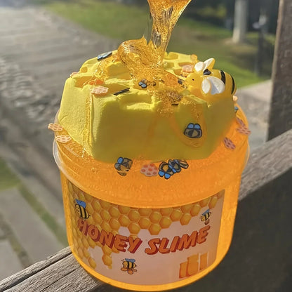 Honeycomb Slime Toy DIY Yellow Transparent Honey Slime Set Simulated Handmade Clay Toy Stretchy Toy Squishy Toy Gift for Kids